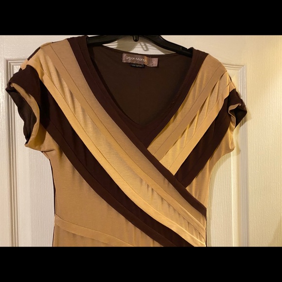 Urban Mango brown, dark, light tan fitted dress S - Picture 2 of 9